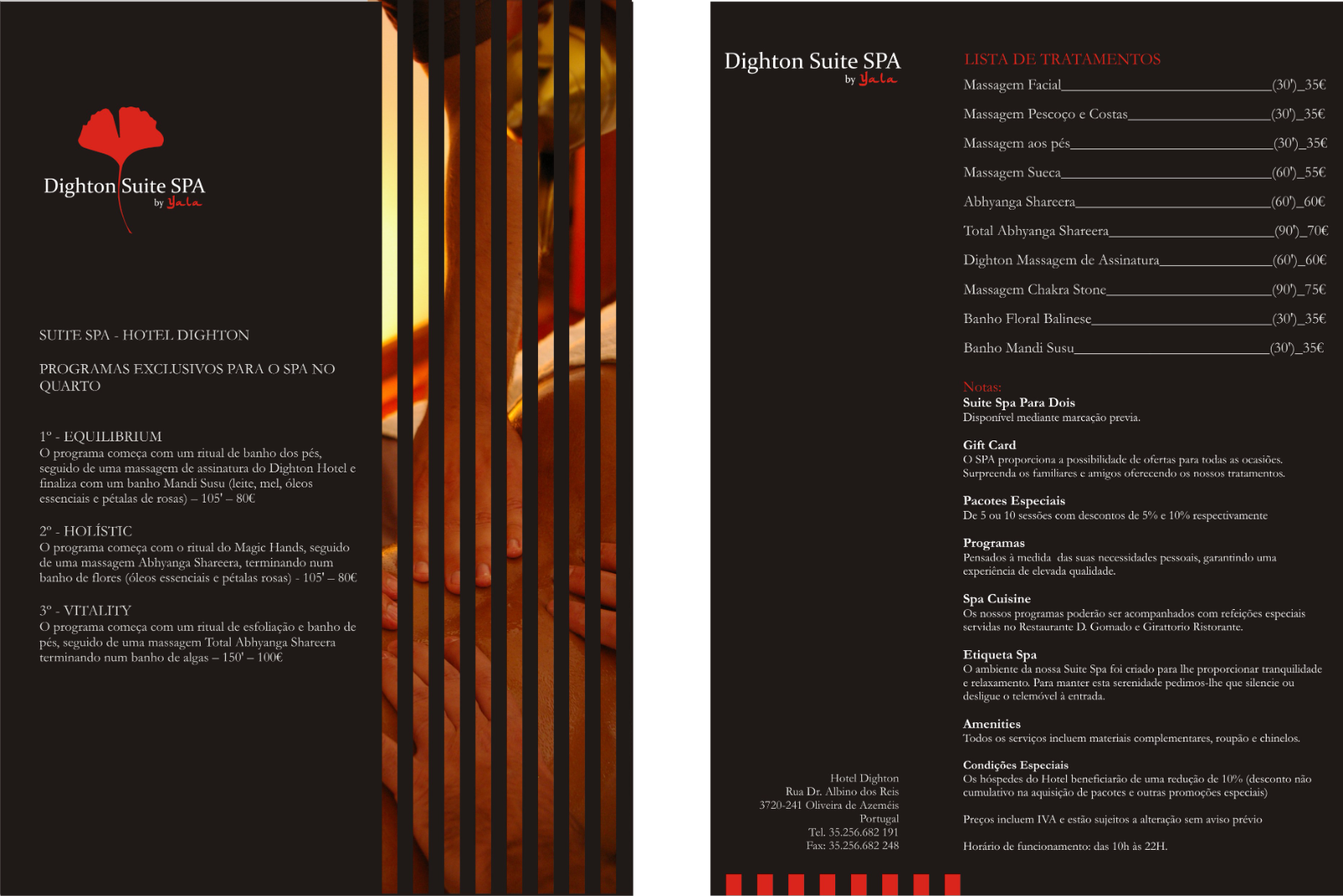 Folheto A5 do Dighton Suite SPA