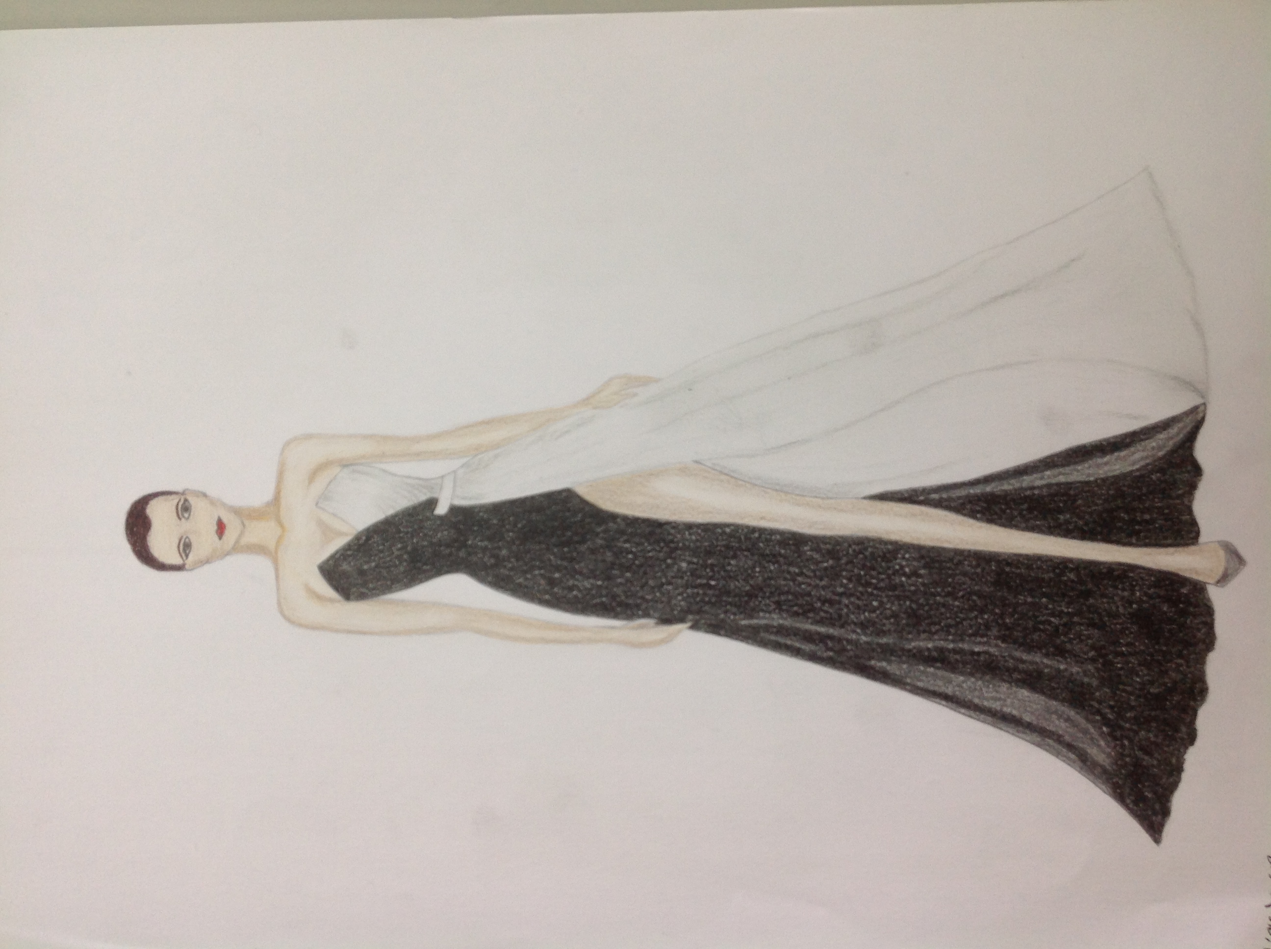 Ilustração de moda a lápis de cor